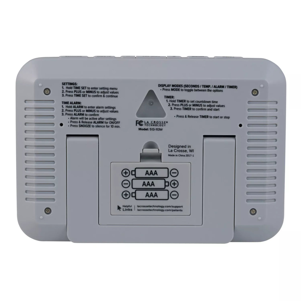 ساعة حائط رقمية لا كروس مع مؤشر درجة الحرارة الداخلية - أبيض-3