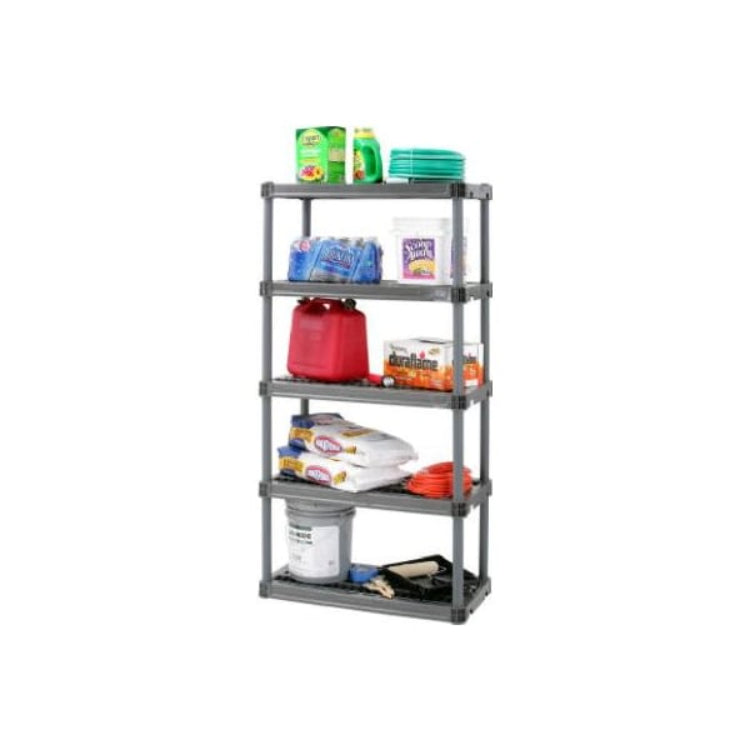 وحدة رفوف ثقيلة 5 طبقات غراشيوس ليفينغ، 37 × 71 × 18 بوصة - أسود