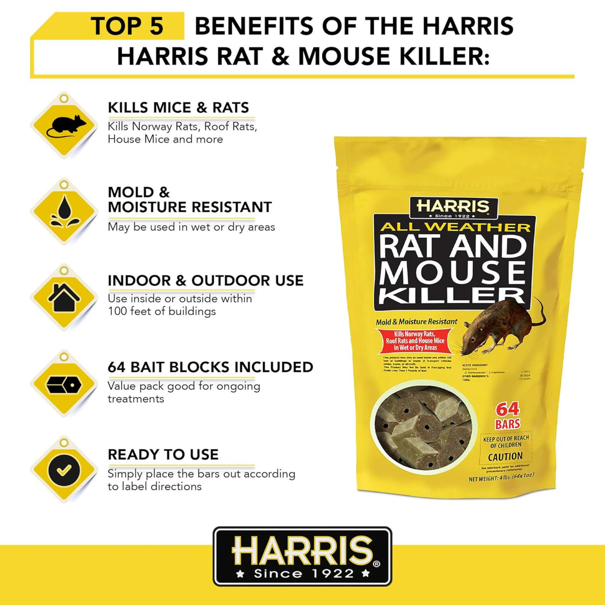 عمود قتل الفئران والجرذان من هاريس 4 رطل