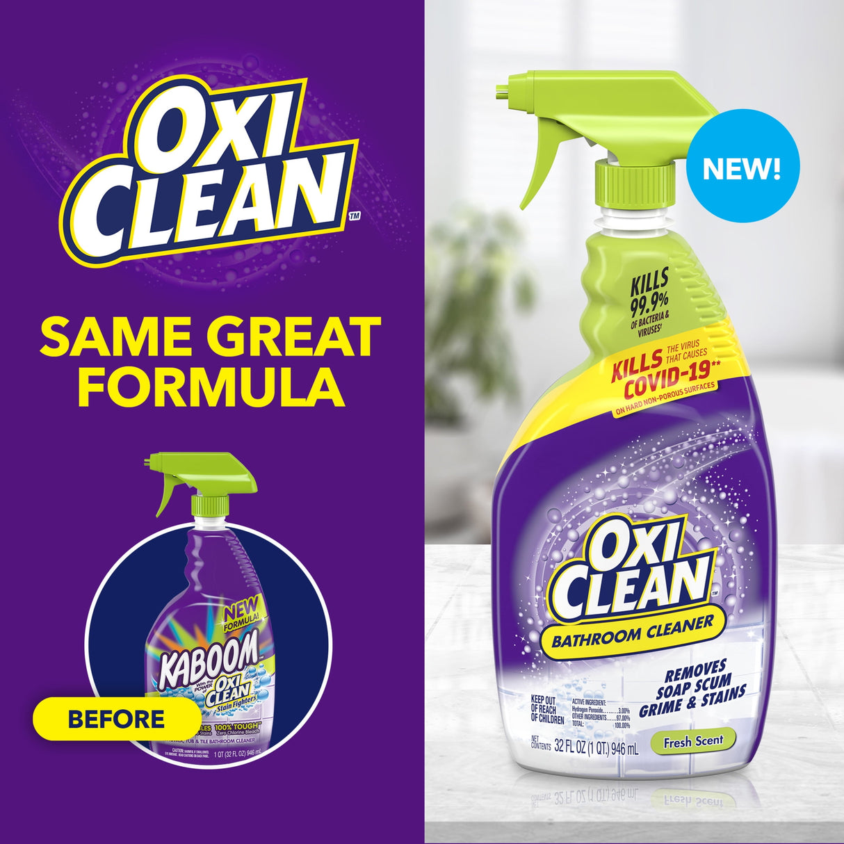 OxiClean Bathroom Cleaner, Fresh Scent, 32 oz