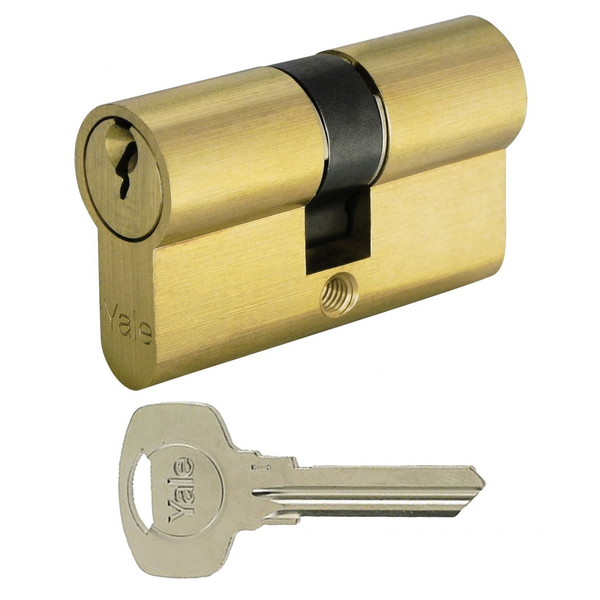 Yale Double Brass Cylinder Lock with Key, 80mm, Series 210 - Gold