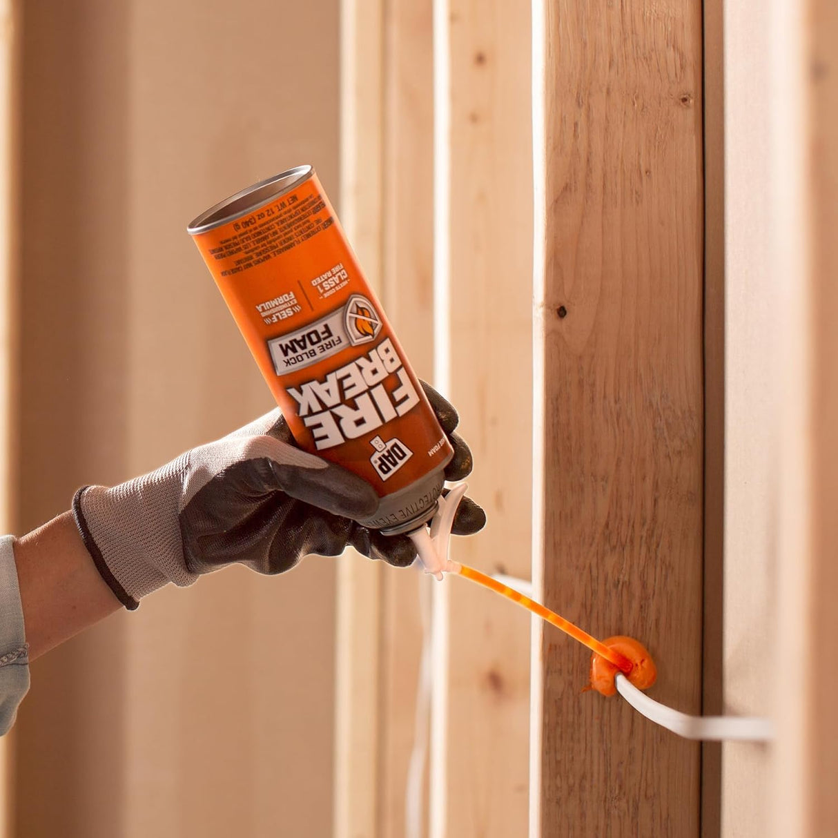 مانع تسرب رغوي مقاوم للهب من داب، 12 أونصة، برتقالي فاقع