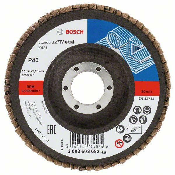 FLAP DISC METAL 115MM GRIT 40 BOSCH