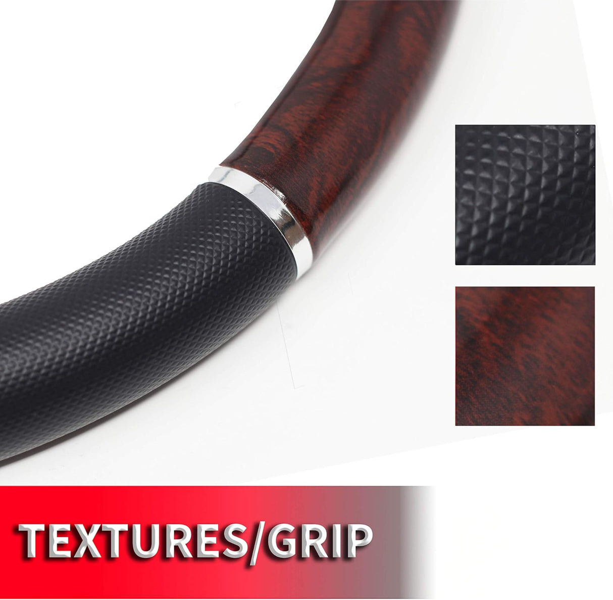 غطاء عجلة قيادة خشب متين كاستوم أكسسواريز - أسود-4