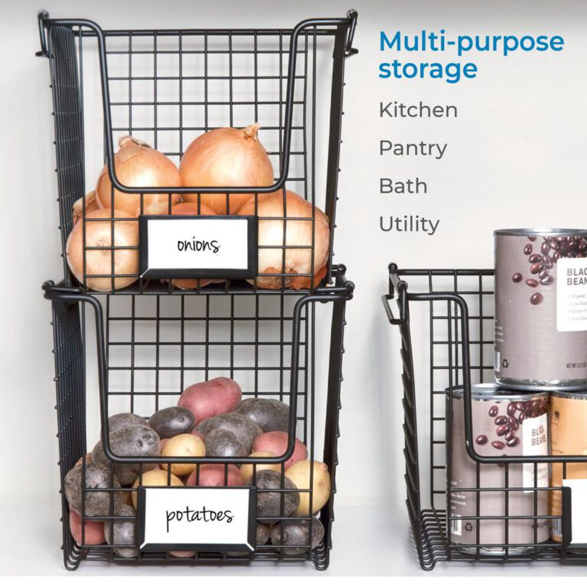 Classico Stackable Basket 10" x 10" x 7.75" Matte Satin