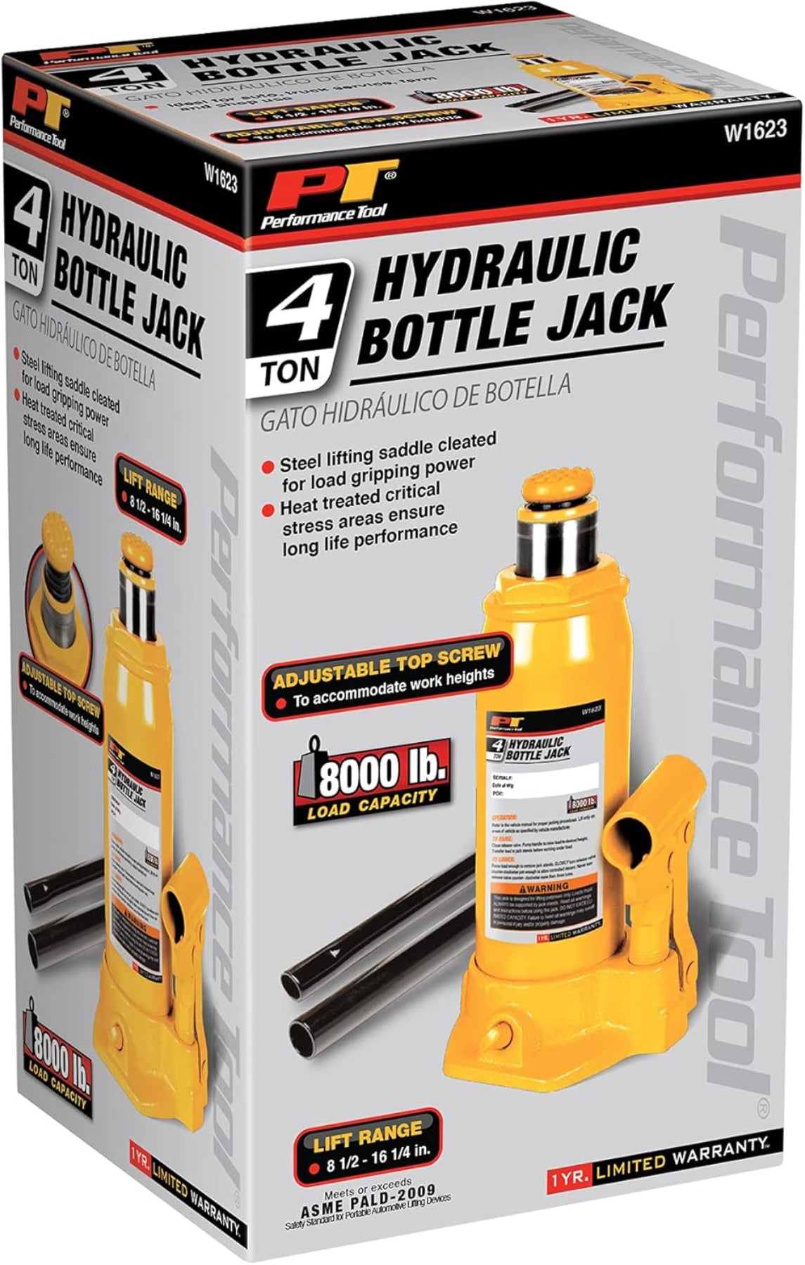 Performance Tool 4 Ton Heavy Duty Hydraulic Jack Orange