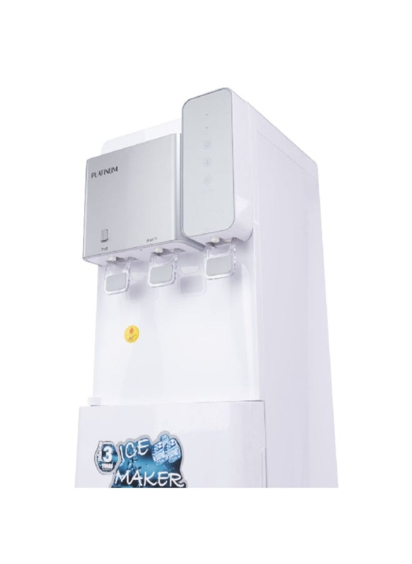 موزع مياه بلاتينيوم مع صانع ثلج وقفل أمان 85 واط - أبيض وفضي-4