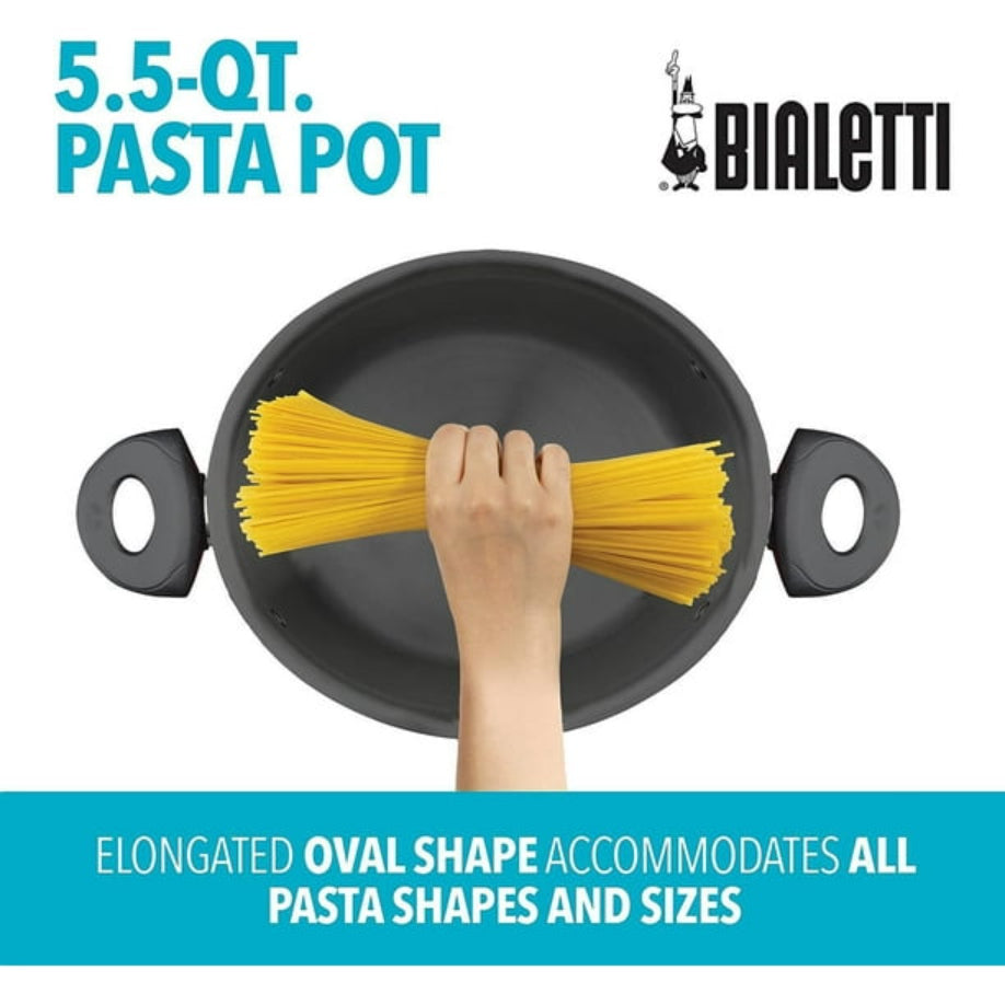 Bialetti Non-Stick Pasta Pot with Aluminum Strainer Lid 5.5 Quart