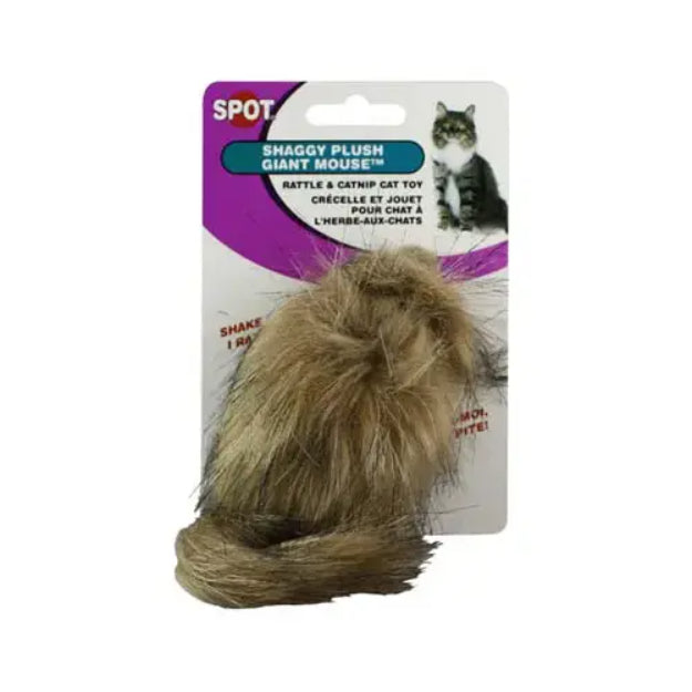 لعبة قطة شكل فأر شاجي ضخمة - بني