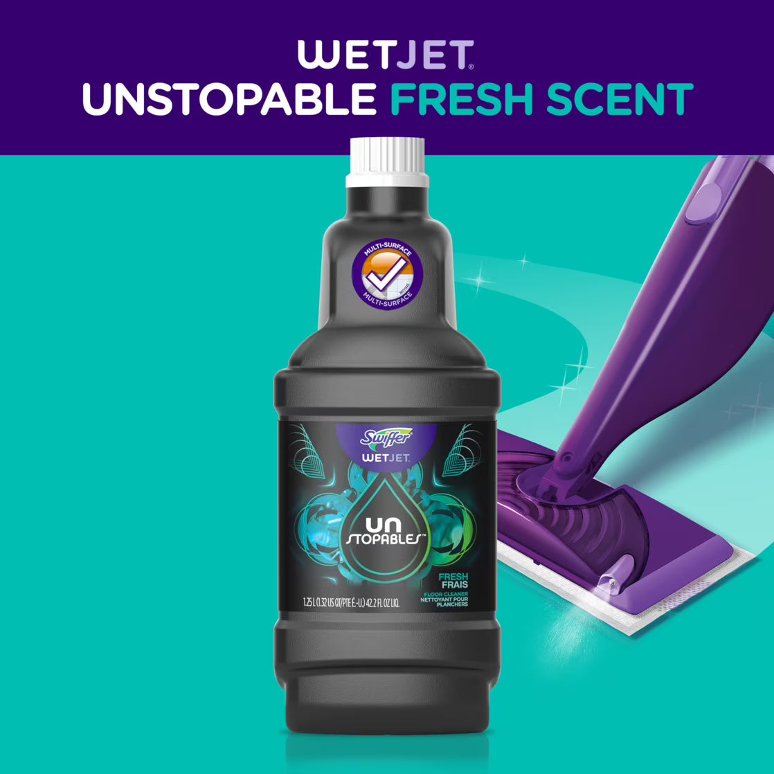 SWIFFER WetJet Multi-Surface Floor Solution Refill Unstopables Fresh – 42.2 fl oz