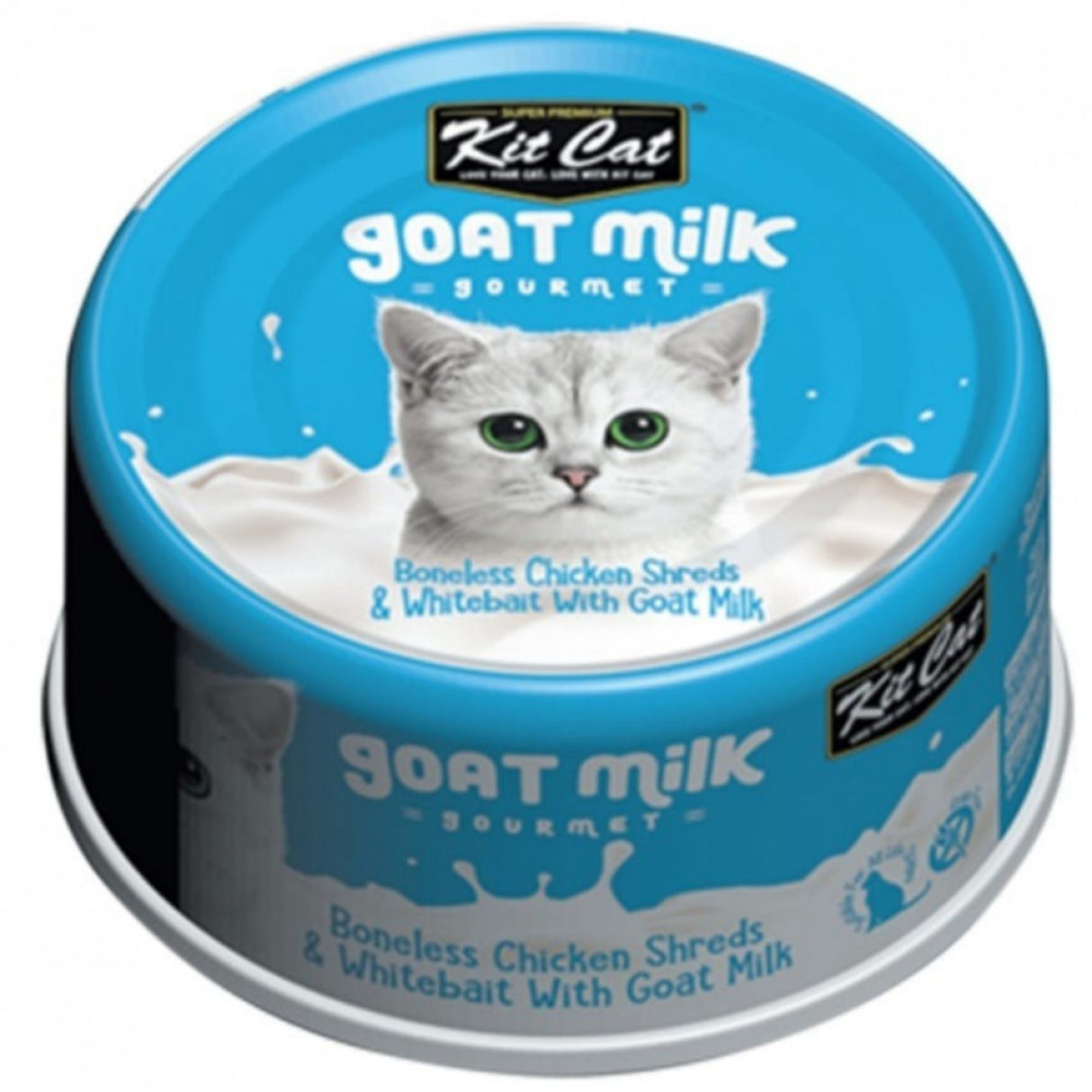 طعام قطط رطب بشرائح دجاج بدون عظام والسمك الأبيض وحليب الماعز كيت كات - 70 جرام