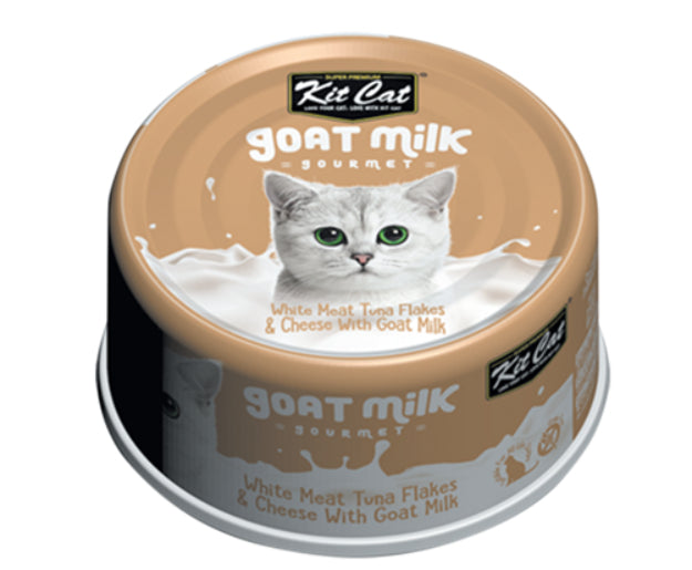 طعام قطط رطب بالتونة البيضاء والجبن في حليب الماعز كيت كات - 70 جرام