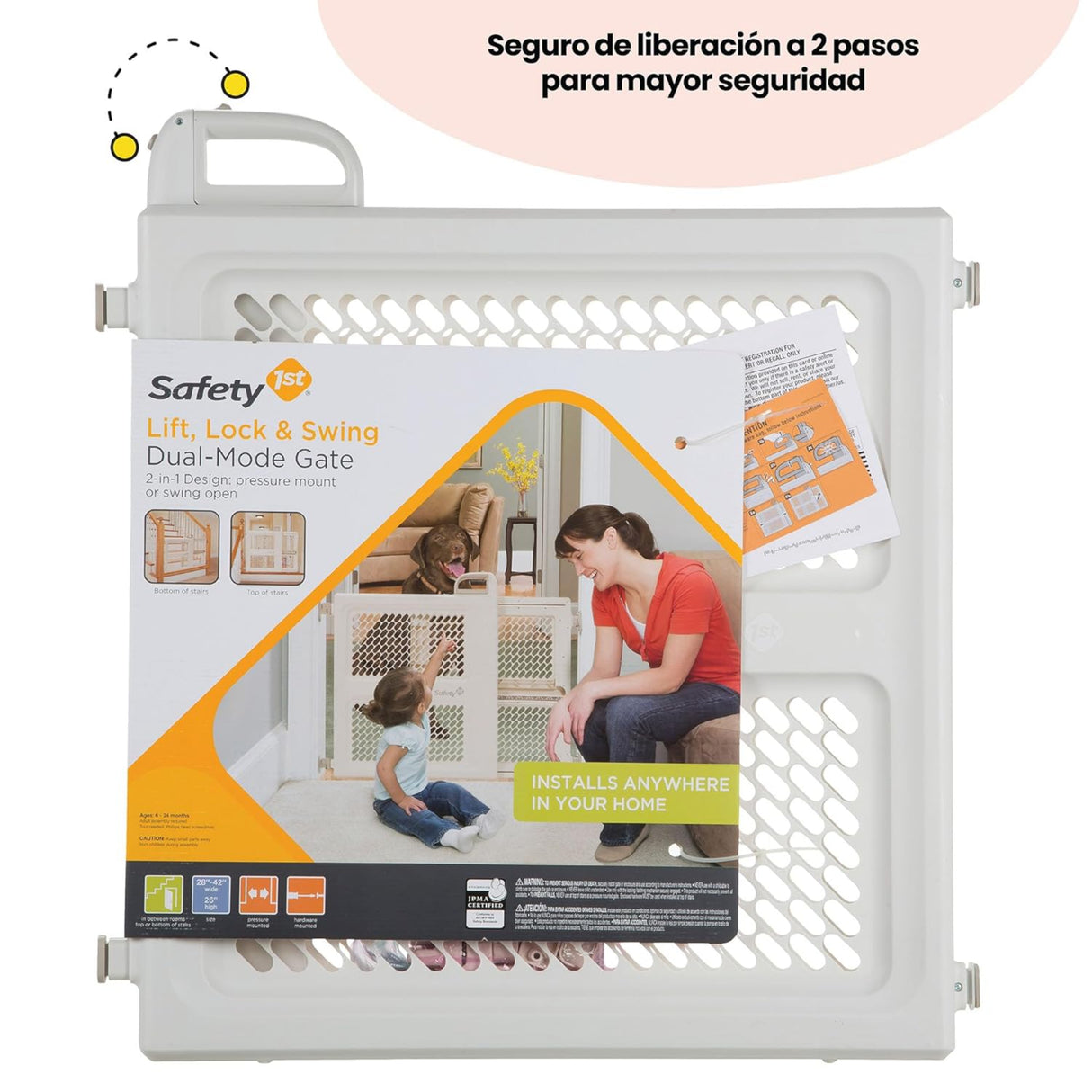 بوابة أمان للأطفال سيفتي 1ست مع قفل وتأرجح - أبيض-4