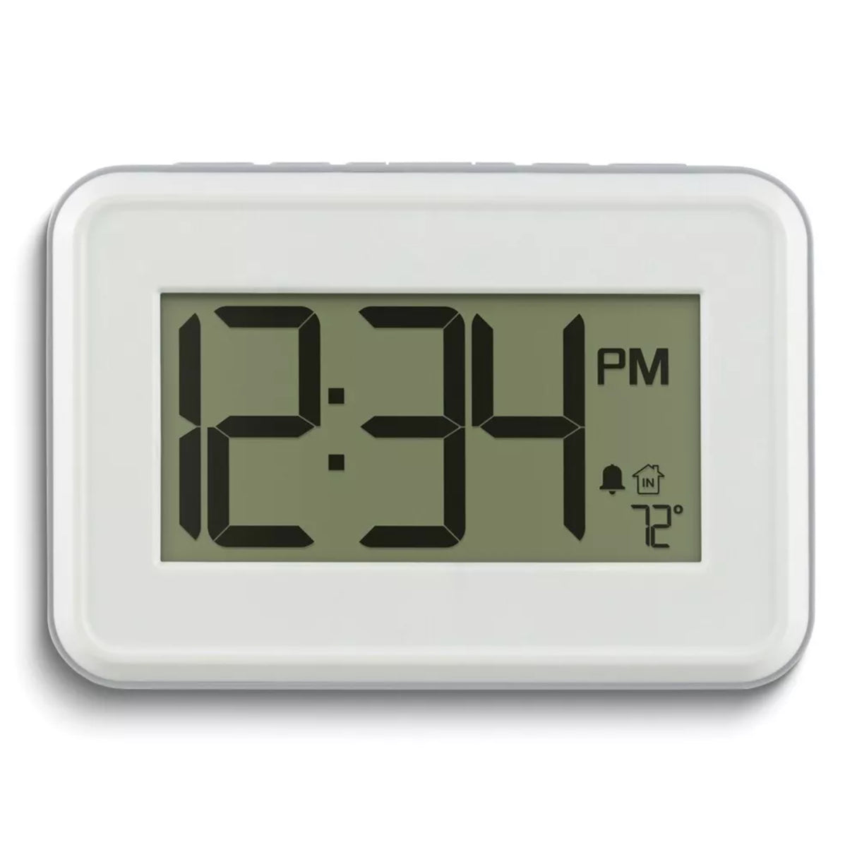 ساعة حائط رقمية لا كروس مع مؤشر درجة الحرارة الداخلية - أبيض