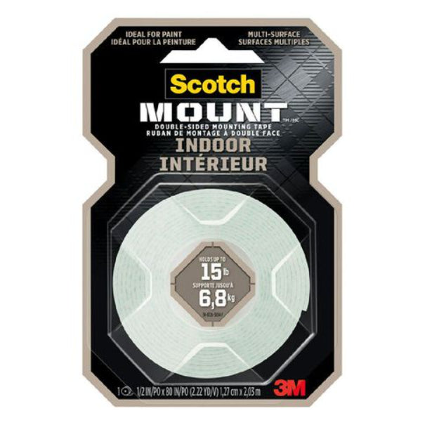 شريط لاصق مزدوج الجوانب شديد القوة سكوتش، 1 بوصة × 60 بوصة - أحمر ورمادي