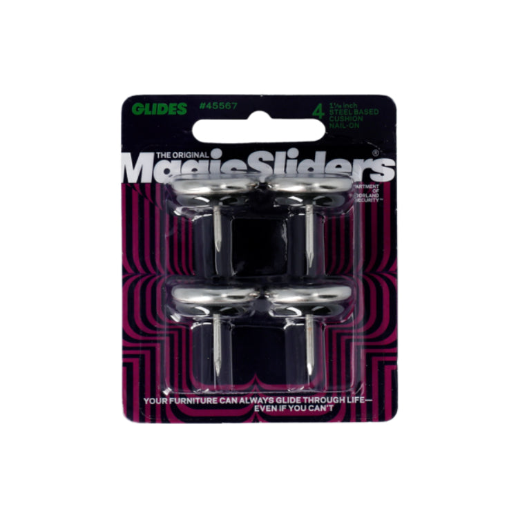 موانع انزلاق أثاث ماجيك سلايدر دائرية بقاعدة فولاذية مع مسامير، 1-1/16 بوصة - 4 قطع