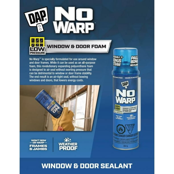 DAP Polyurethane Foam Sealant, 12 oz, Compatible with Windows and Doors, Bright White