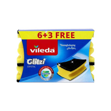 Vileda Glitzi Crystal dishwashing Sponge - 9 pcs