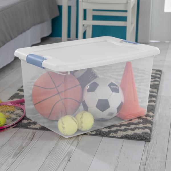 صندوق تخزين بلاستيكي مزود باغلاق من ستيرلايت، سعة 16 جالون، شفاف