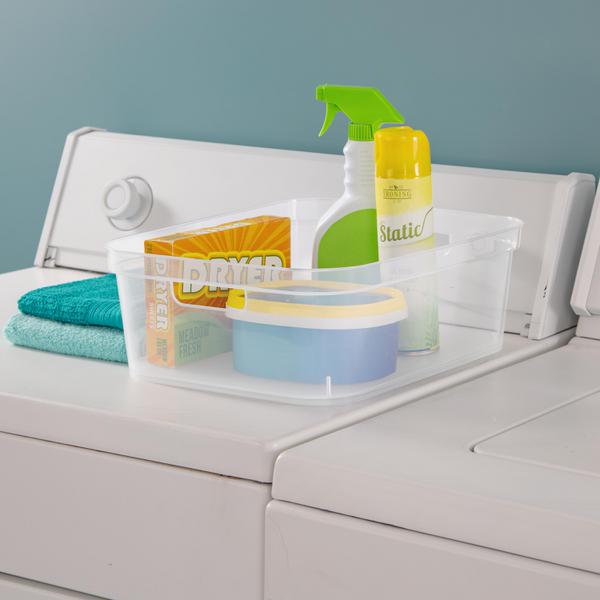 سلة تخزين بلاستيكية قصيرة من ستيرلايت، شفاف