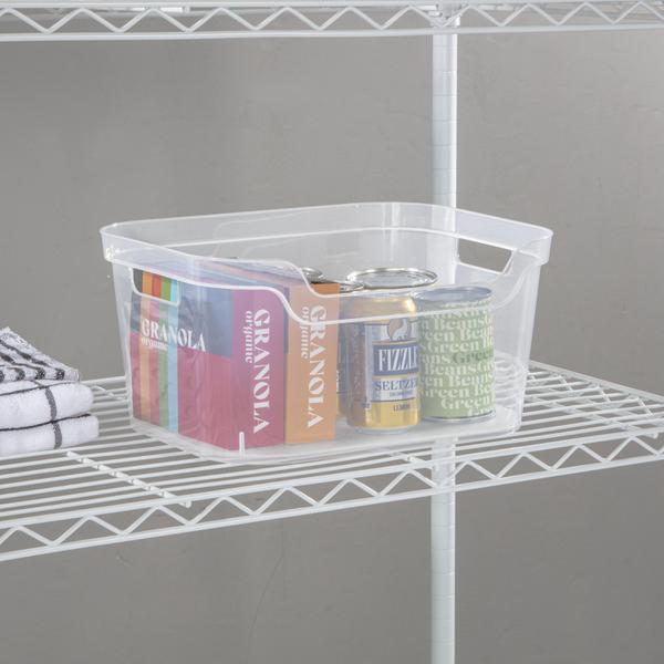 سلة بلاستيكية مفتوحة كبيرة من ستيرلايت، شفاف