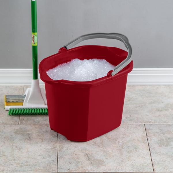 دلو بلاستيكي مزدوج الفوهة من ستيرلايت، سعة 4 جالون، أحمر ورمادي