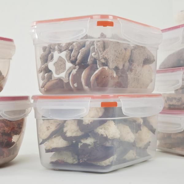 حاوية طعام بلاستيكية مستطيلة من ستيرلايت، سعة 12 كوب، شفاف وبرتقالي