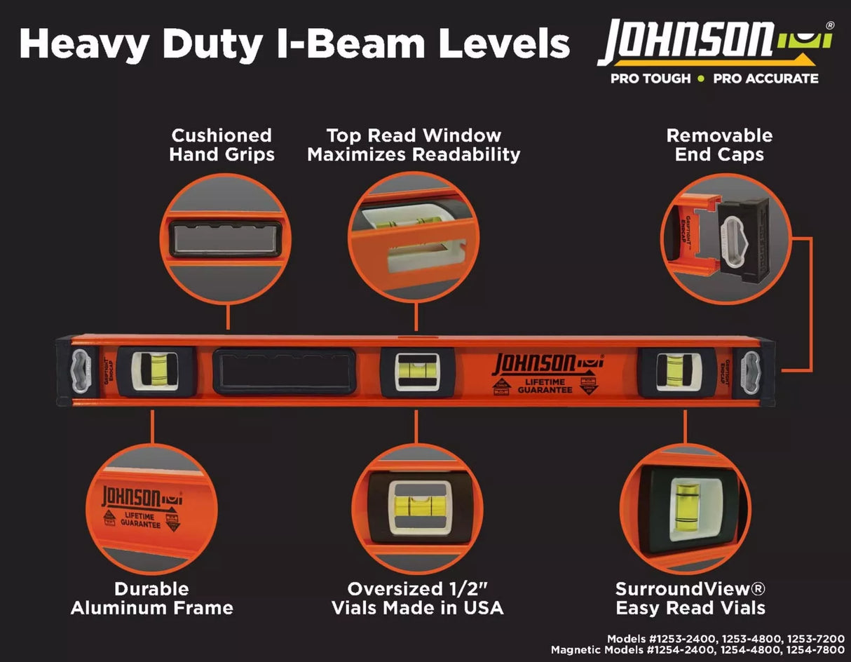 ميزان مستوي الألومنيوم آي-بيم الثقيل جونسون - أحمر-5