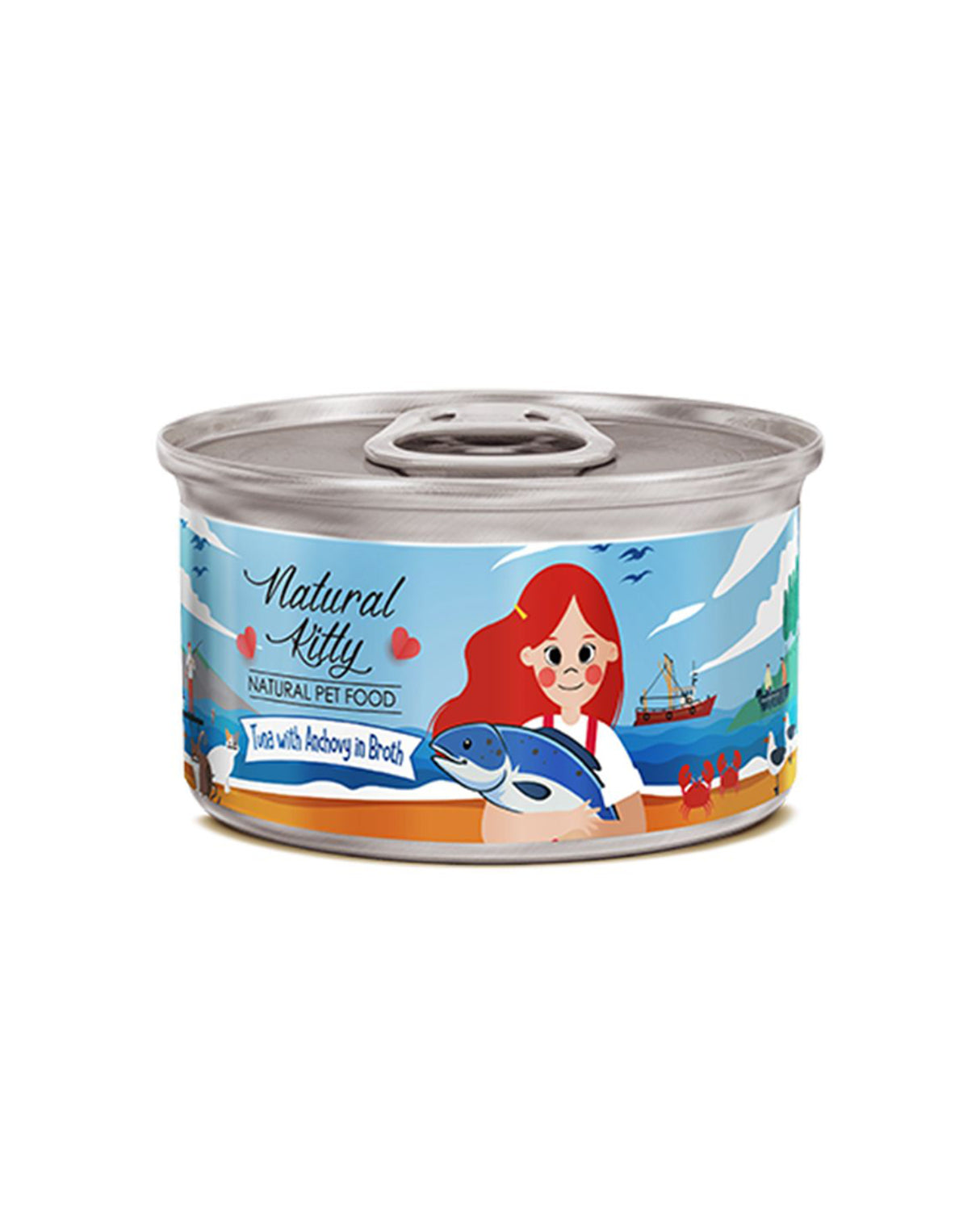 طعام القطط ناتشورال كيتي بالتونة والأنشوجة في المرق - 80 جرام