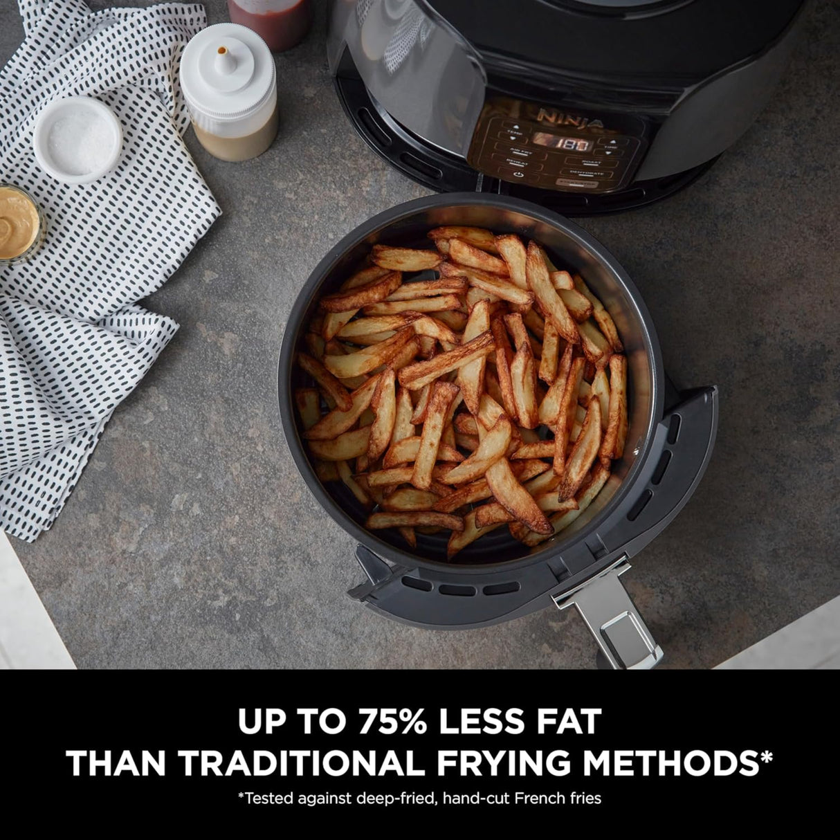 قلاية هوائية نينجا، 3.8 لتر، 1550 واط، رمادي وأسود - AF100-5