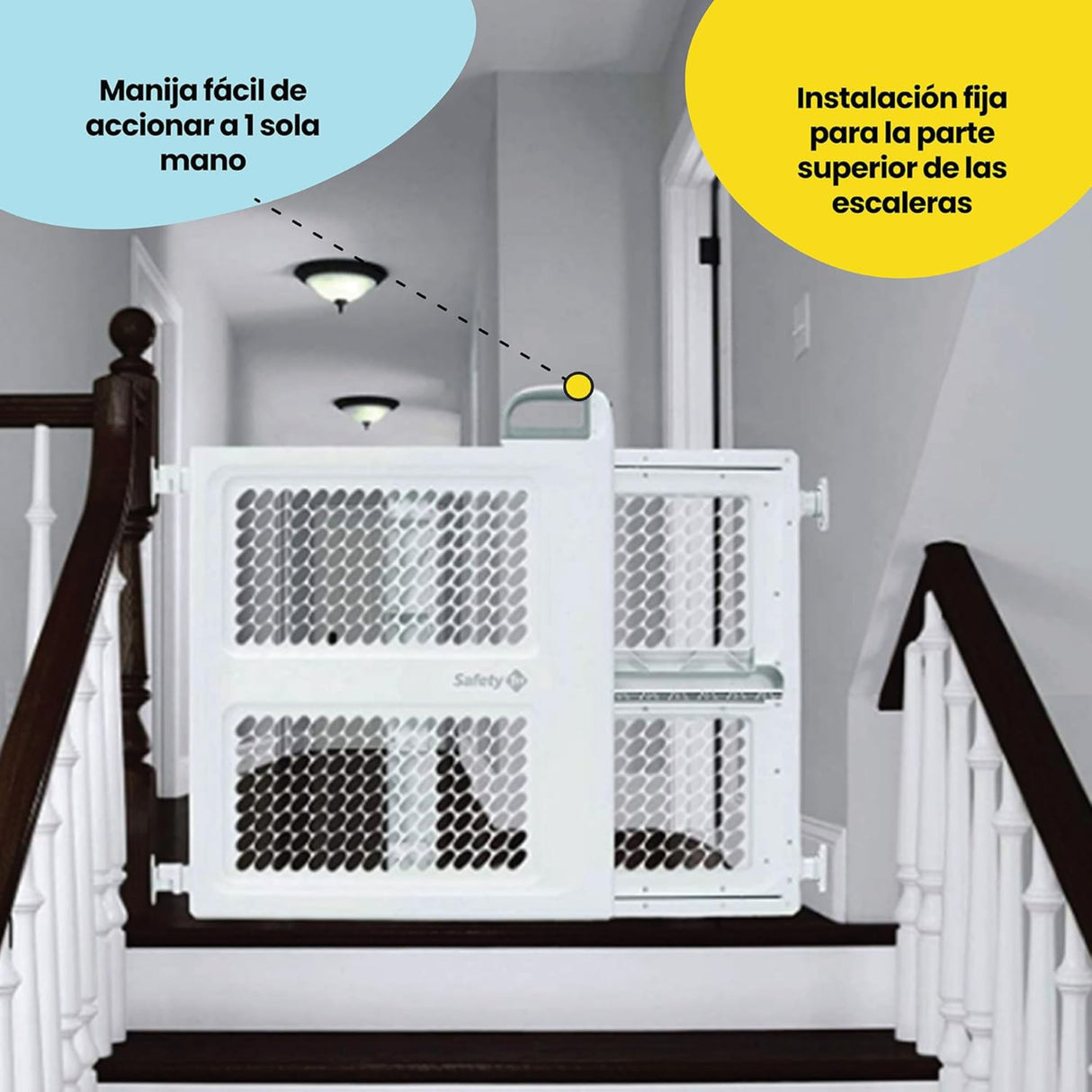 بوابة أمان للأطفال سيفتي 1ست مع قفل وتأرجح - أبيض-5