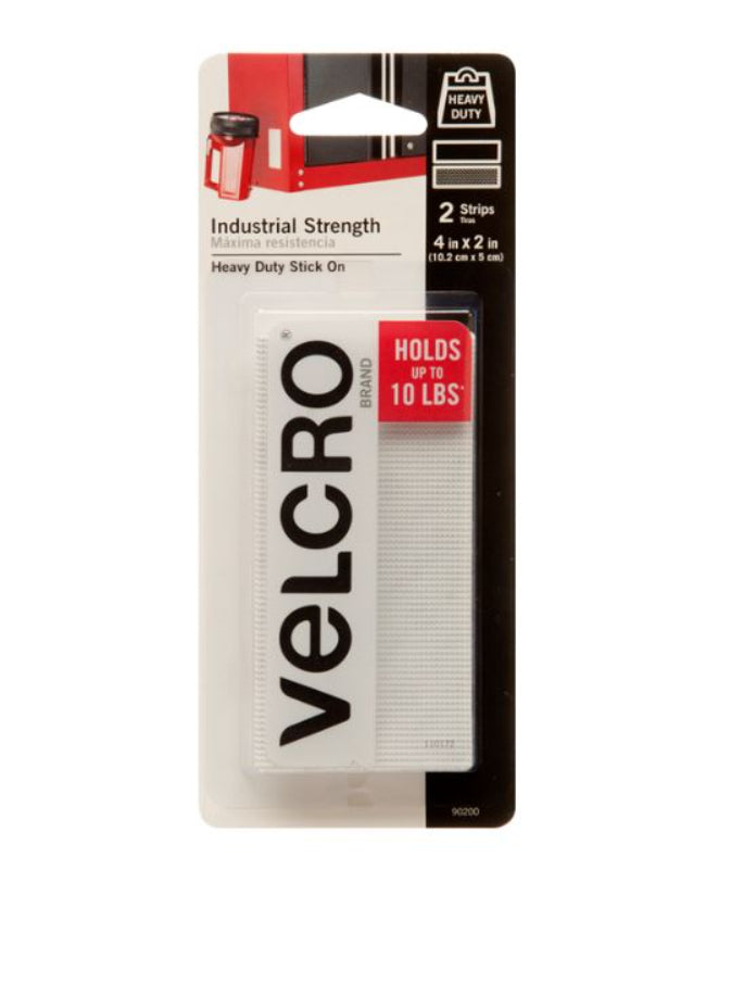 شريط فيلكرو بمتانة صناعية، 4 بوصة × 2 بوصة، 2 قطعة - أبيض