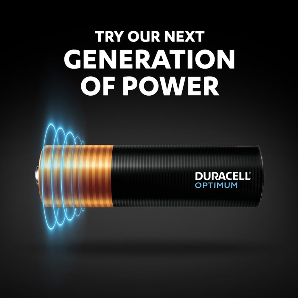 Duracell Optimum Alkaline AA Battery, 15V, 8 Count, T18 01AUMEI - Black