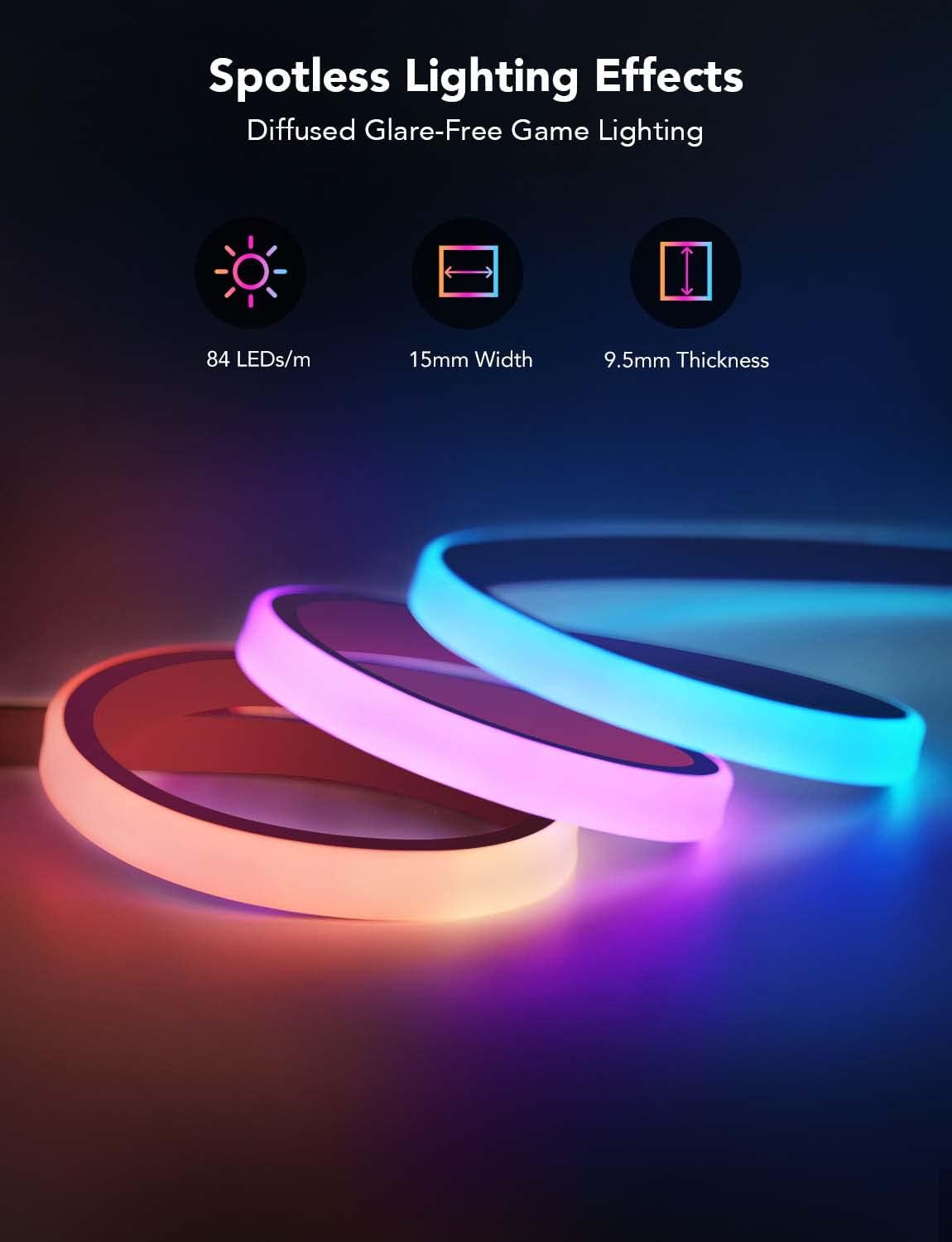 Govee RGBIC LED Neon Rope Light for desks 3m.