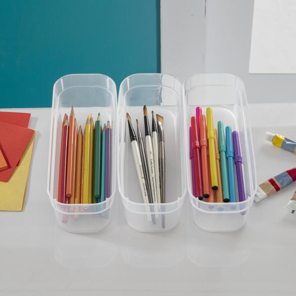 صواني تخزين بلاستيكية ضيقة من ستيرلايت، 3 قطع، شفاف