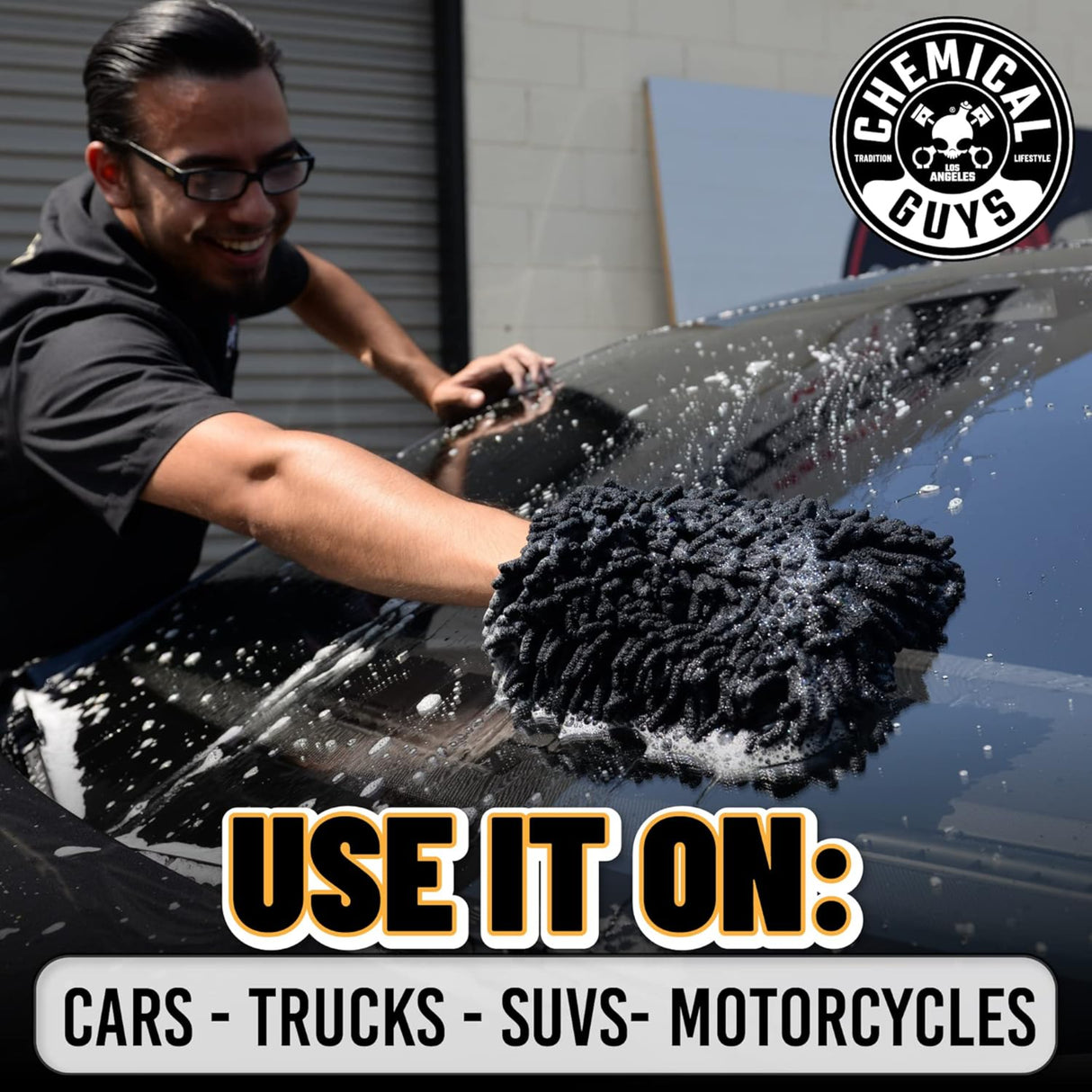 قفاز غسيل ميكروفايبر تشينييل كيميكال جايز بدون خدوش - أسود-6