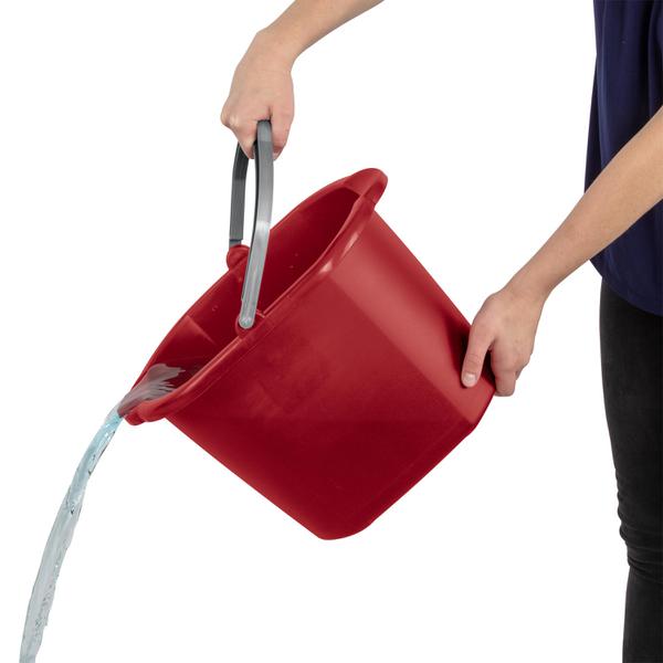 دلو بلاستيكي مزدوج الفوهة من ستيرلايت، سعة 4 جالون، أحمر ورمادي