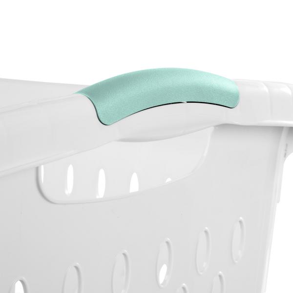 سلة غسيل بلاستيكية من ستيرلايت، سعة 2.7 بوشل، أبيض وكروم أزرق