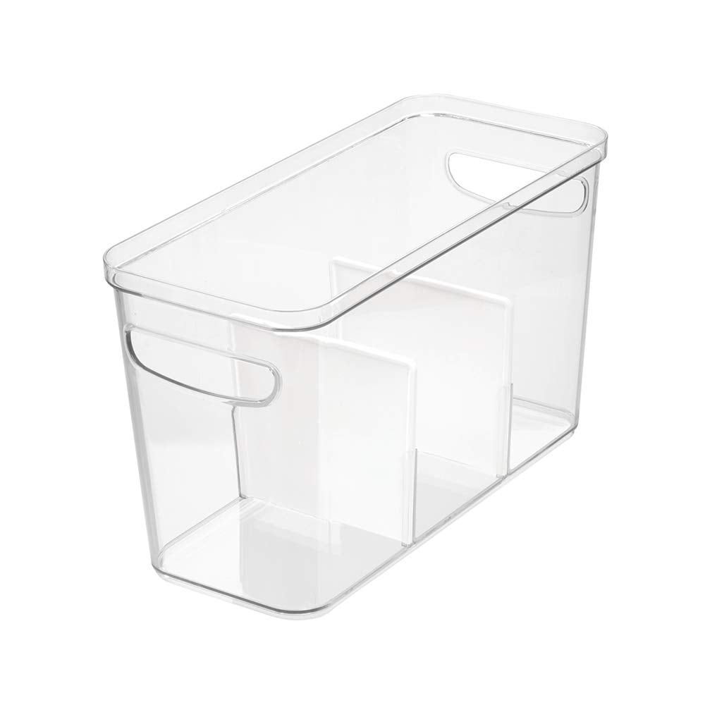 RPET Crisp Divided Bin 8 x 12 x 8 Clear/Matte White