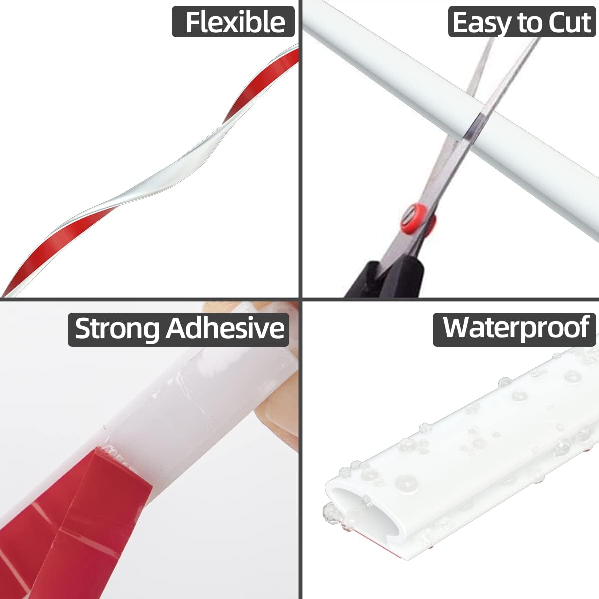 شريط عازل فروست كينج مطاطي ذاتي اللصق مقاس 3/8 × 7/32 بوصة × 17 قدم، ابيض
