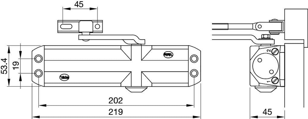 Yale 722 Series Overhead Door Lock, for 80kg Door, Door Width 1100mm - Silver