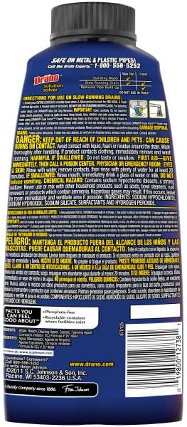 منظف درانو رغوة مزيلة للانسداد ثنائي القوة، 17 أونصة