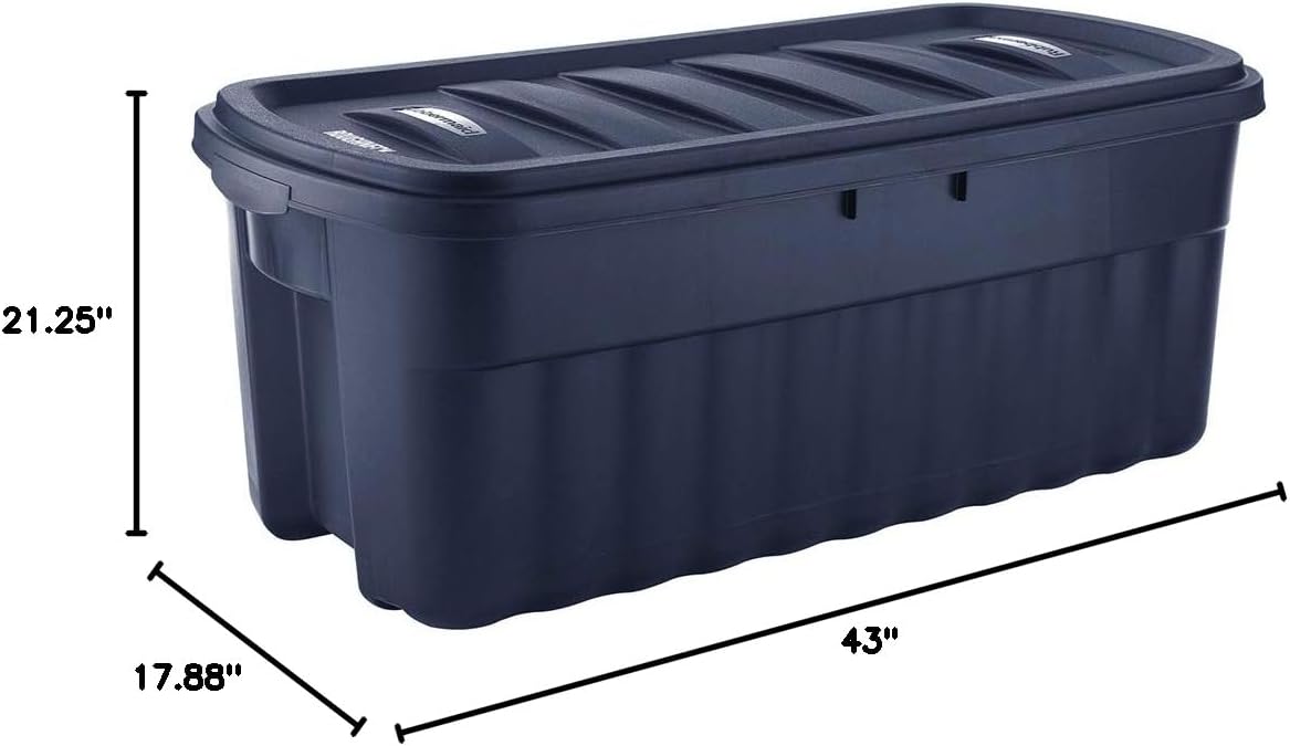 صندوق تخزين بلاستيكي من رابرميد، سعة 50 جالون، أزرق داكن