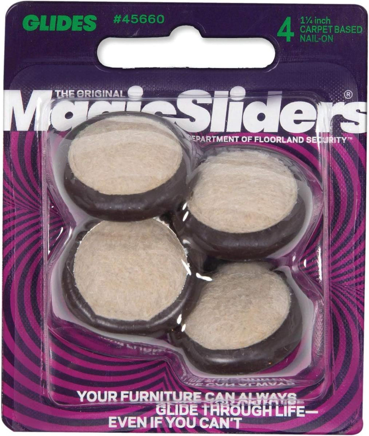 مثبتات انزلاقات سحرية للسجاد، 1-1/4 بوصة، 4 قطع - بني