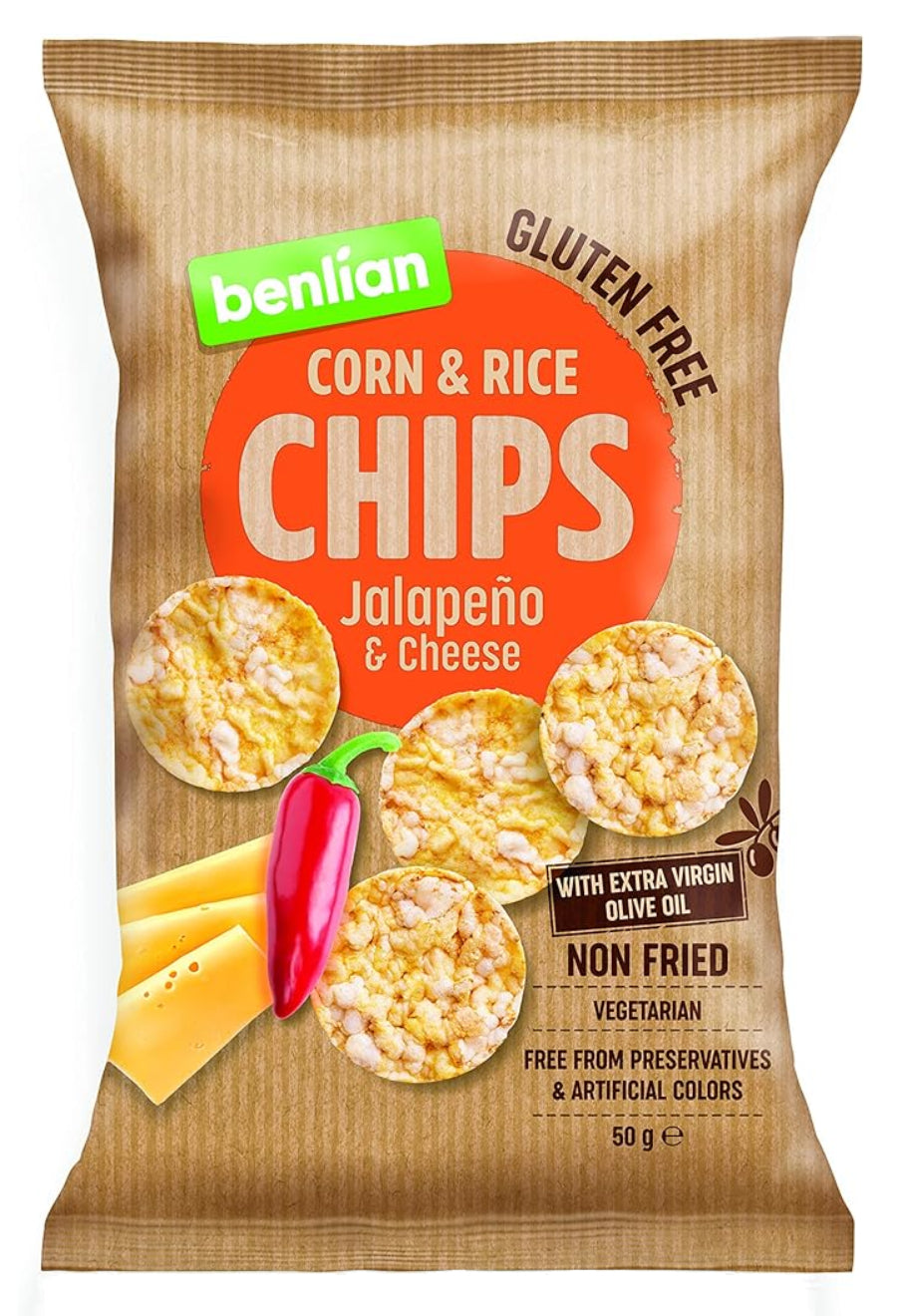 رقائق بنليان بالذرة والهالبينو والأرز البني - 60 جرام