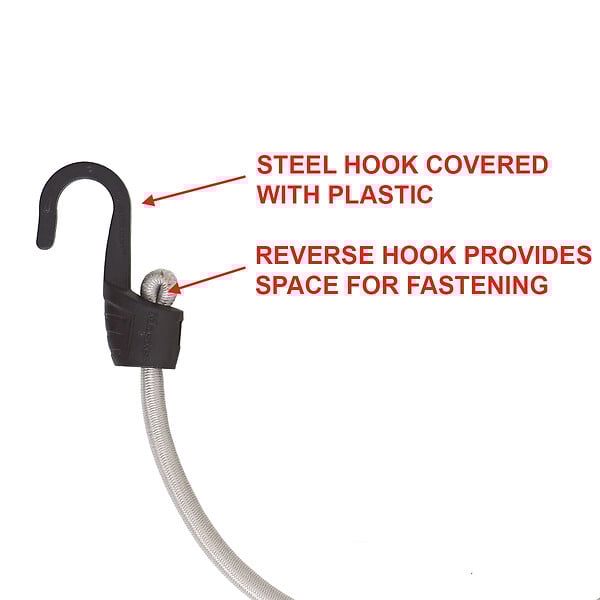 Master Lock Adjustable Bungee Cord Lock with Steelcore Hook, 150cm, Grey