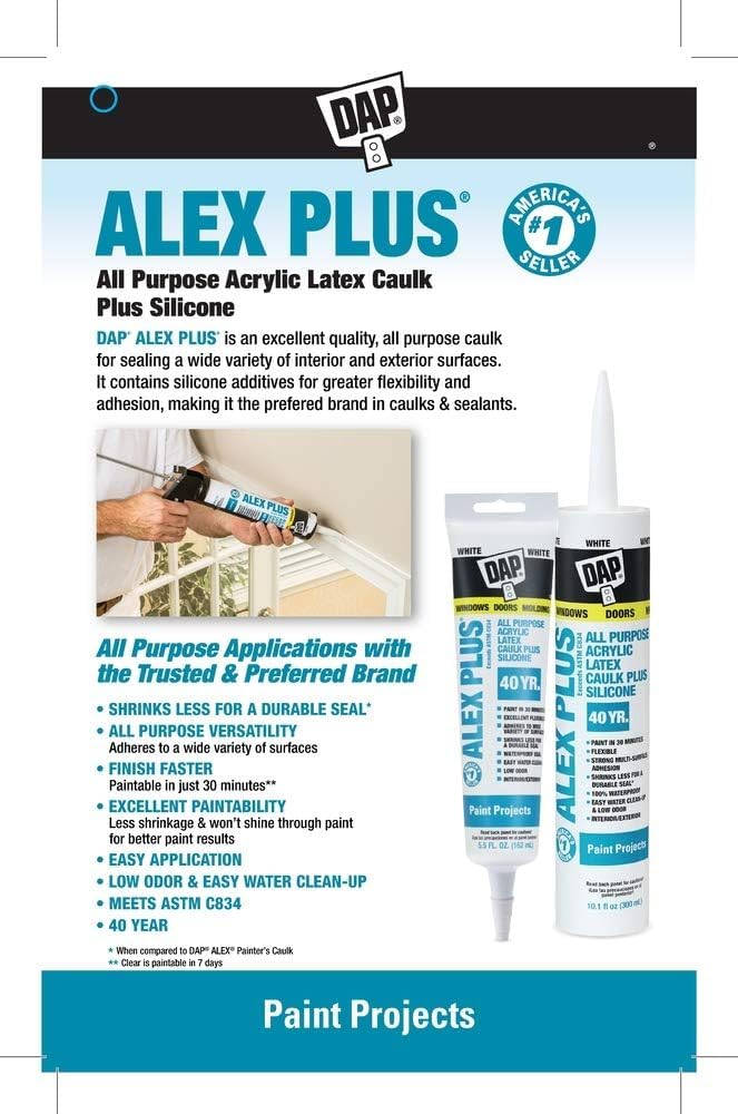 DAP Alex Plus Acrylic Latex Caulk White 10.1 oz.