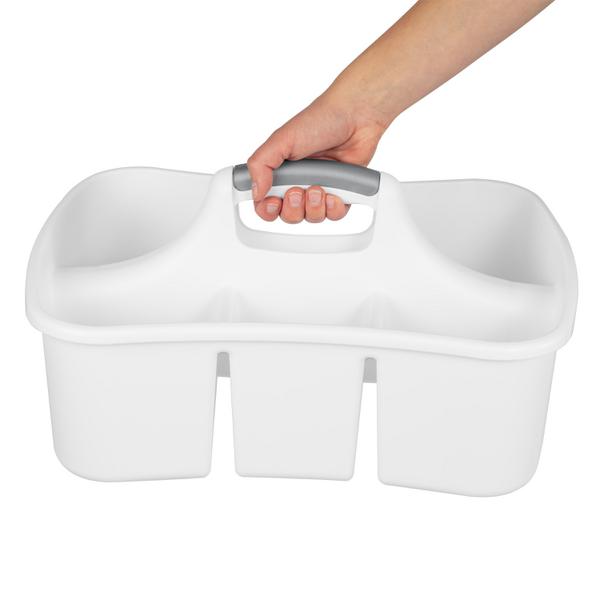 عربة بلاستيكية مقسمة من ستيرلايت، 17 3/4 بوصة × 13 1/4 بوصة × 8 7/8 بوصة، أبيض