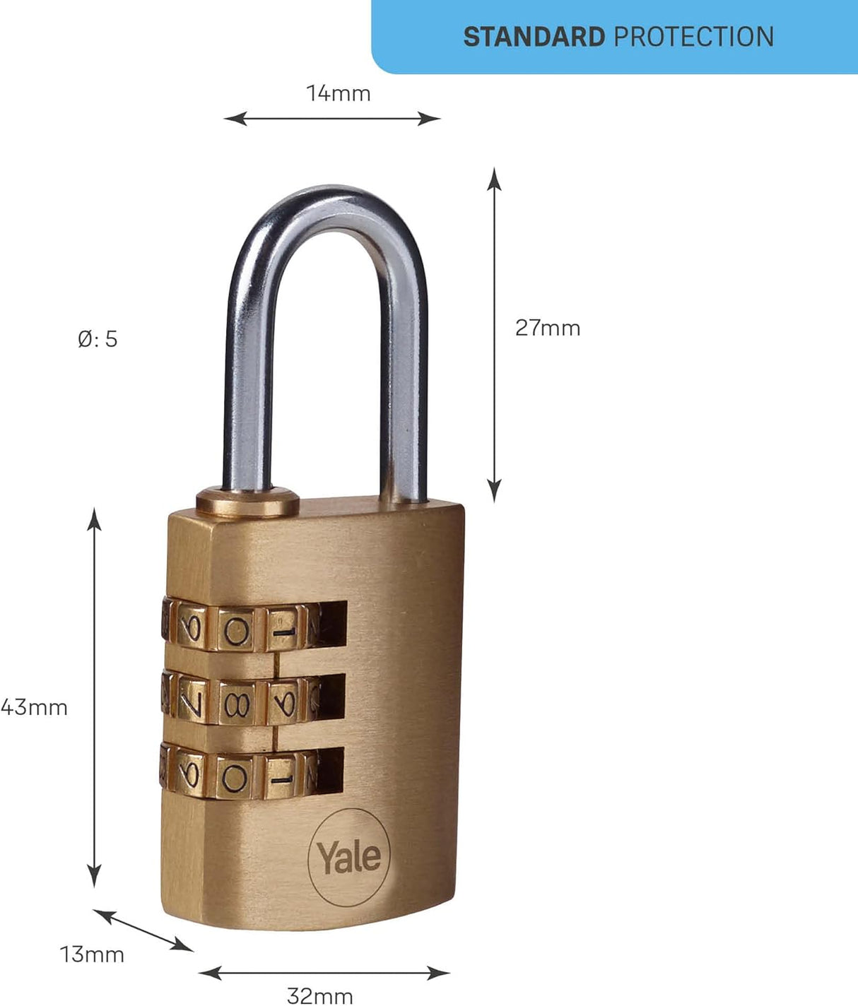 Yale Padlock Combination Brass 30mm Chrome Plated
