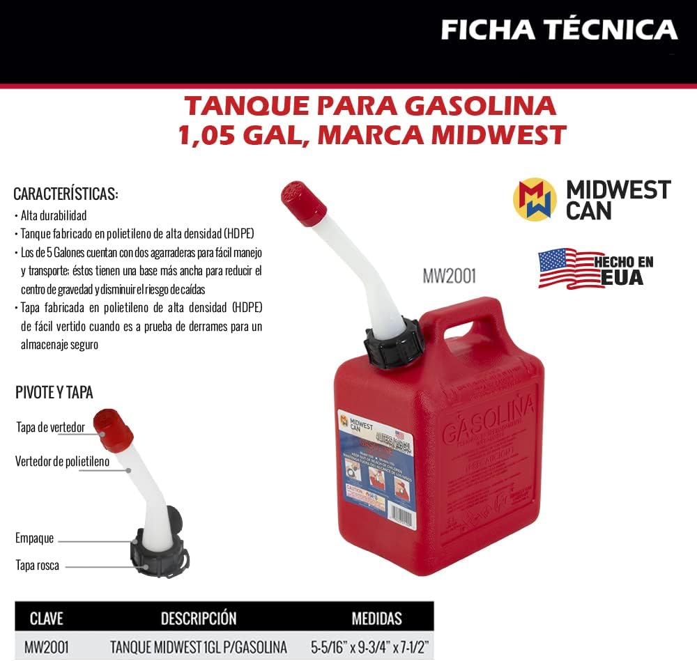 1+GAL RED Plas Gas Can
